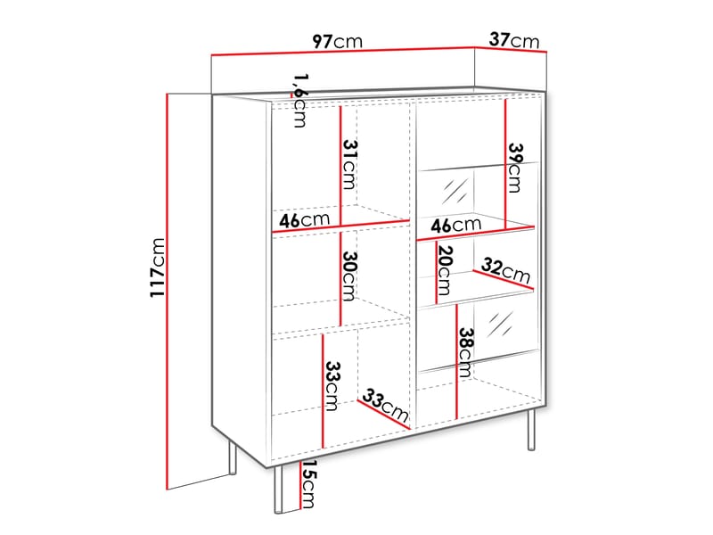 Akihito Vitrinskåp 97x117 cm - Brun - Förvaring - Skåp - Vitrinskåp