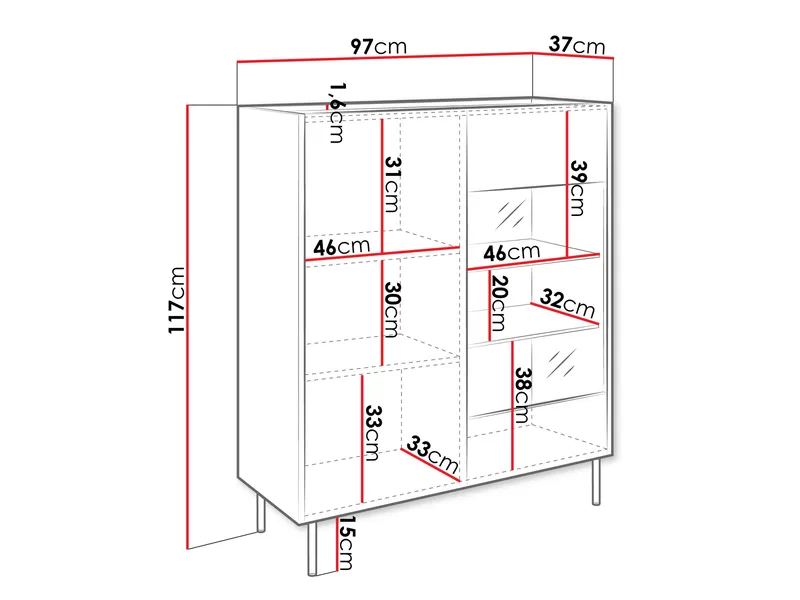 Akihito Vitrinskåp 97x117 cm - Brun - Förvaring - Skåp - Vitrinskåp