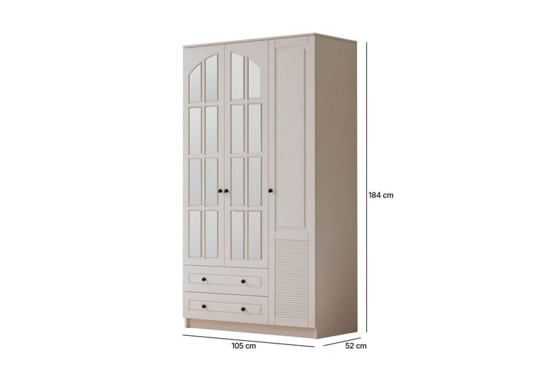 Astrel Garderobsskåp 105x184 cm - Matt Vit - Förvaring - Skåp - Garderobsskåp