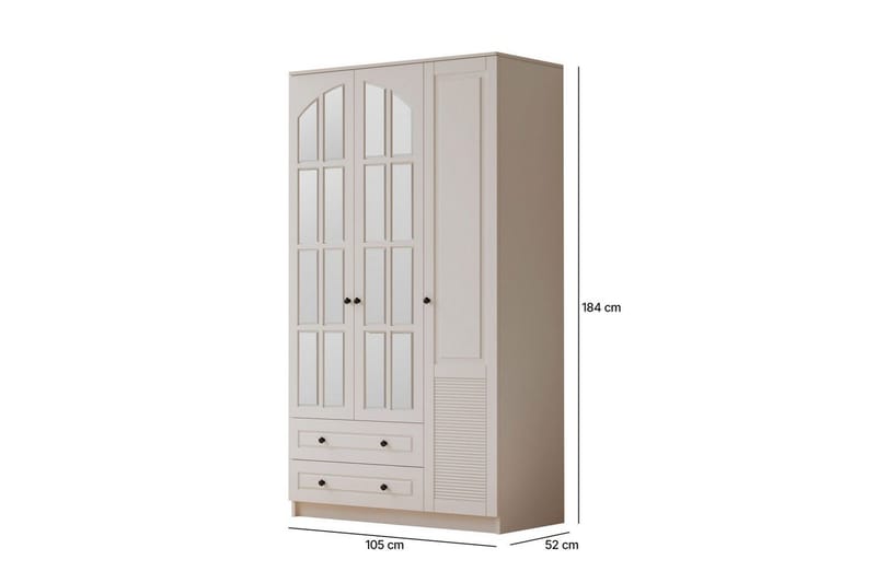 Astrel Garderobsskåp 105x184 cm - Matt Vit - Förvaring - Skåp - Garderobsskåp