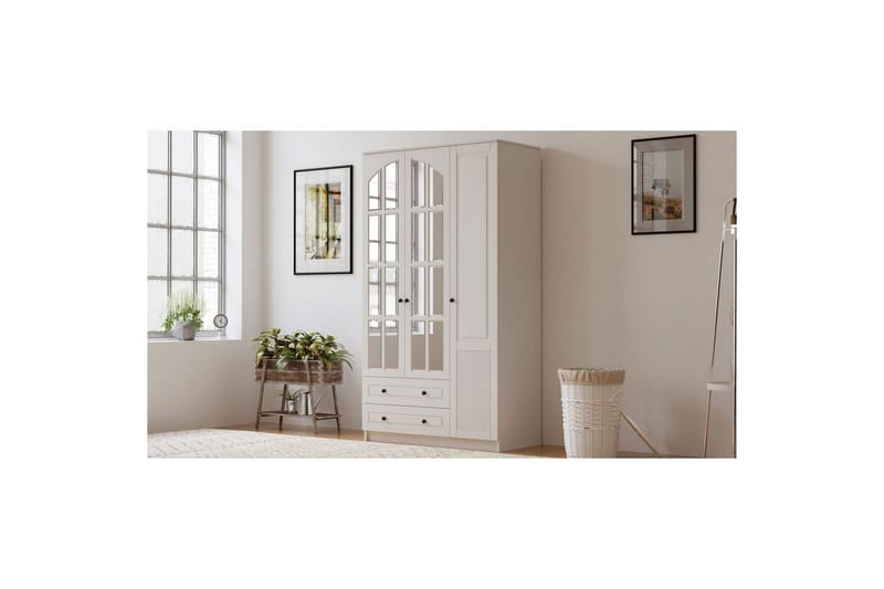 Astrel Garderobsskåp 105x184 cm - Matt Vit - Förvaring - Skåp - Garderobsskåp