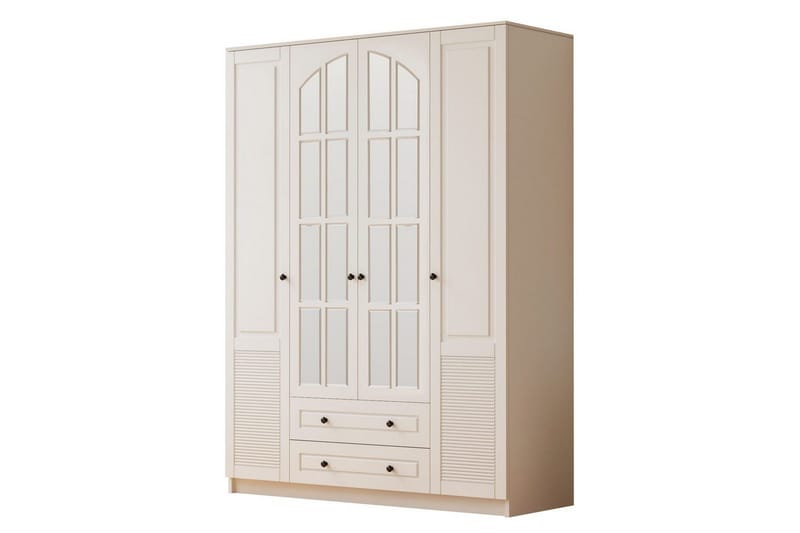 Astrel Garderobsskåp 140x184 cm - Matt Vit - Förvaring - Skåp - Garderobsskåp