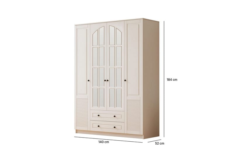 Astrel Garderobsskåp 140x184 cm - Matt Vit - Förvaring - Skåp - Garderobsskåp