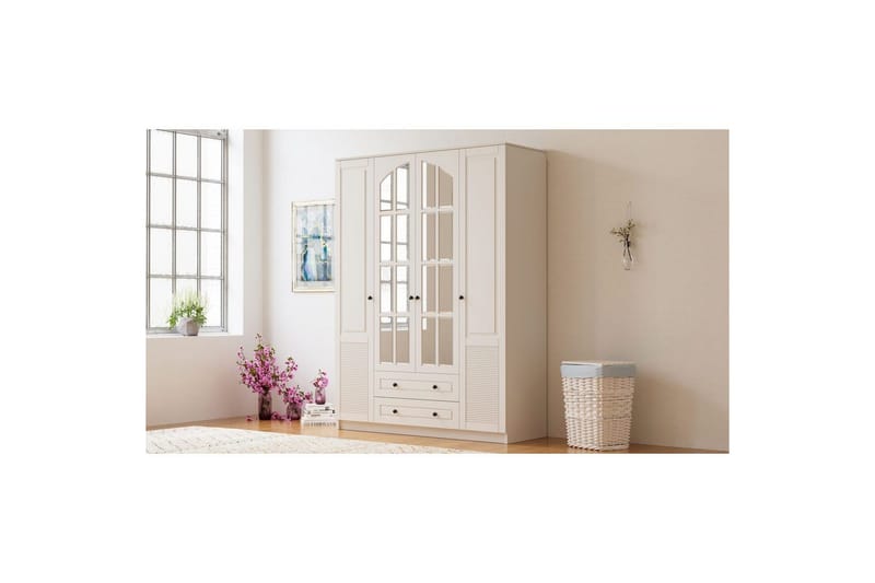 Astrel Garderobsskåp 140x210 cm - Matt Vit - Förvaring - Skåp - Garderobsskåp