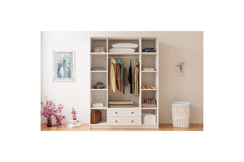 Astrel Garderobsskåp 140x210 cm - Matt Vit - Förvaring - Skåp - Garderobsskåp