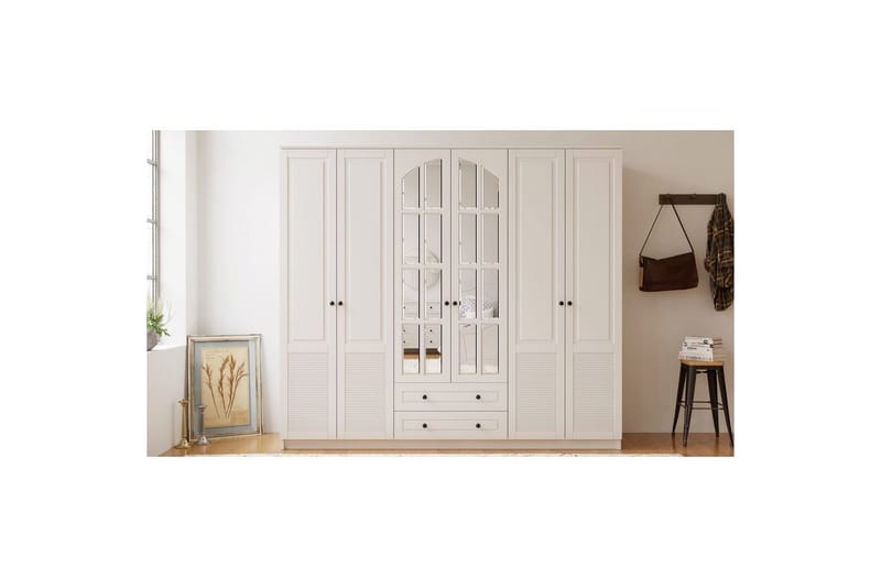 Astrel Garderobsskåp 210x184 cm - Matt Vit - Förvaring - Skåp - Garderobsskåp