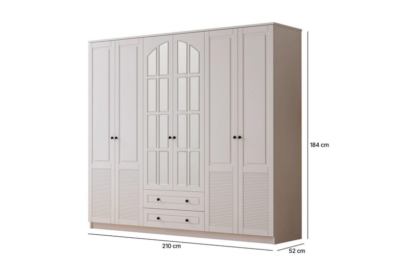 Astrel Garderobsskåp 210x184 cm - Matt Vit - Förvaring - Skåp - Garderobsskåp