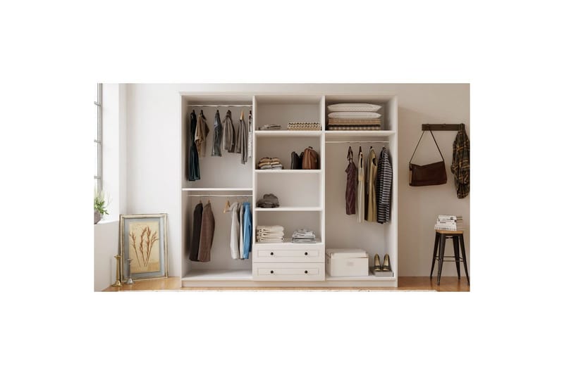 Astrel Garderobsskåp 210x184 cm - Matt Vit - Förvaring - Skåp - Garderobsskåp