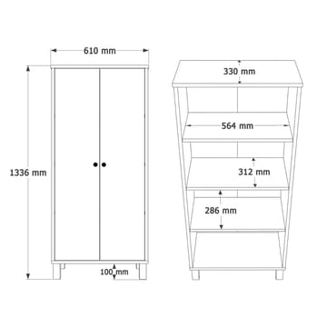 Avero Multifunktionsskåp 61x133,6x33 cm - Vit och ek - Förvaring - Skåp - Garderobsskåp