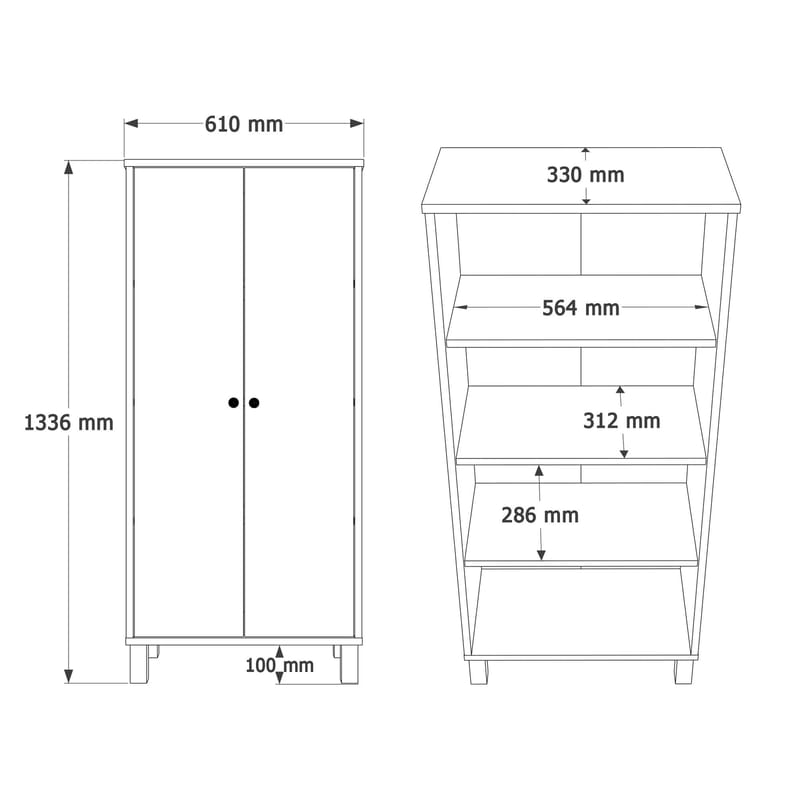 Avero Multifunktionsskåp 61x133,6x33 cm - Vit och ek - Förvaring - Skåp - Garderobsskåp