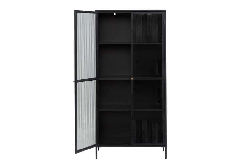 Azza Vitrinskåp 40 cm djup 90 cm bred 190 cm hög M örk Metall - Svart - Förvaring - Skåp - Vitrinskåp