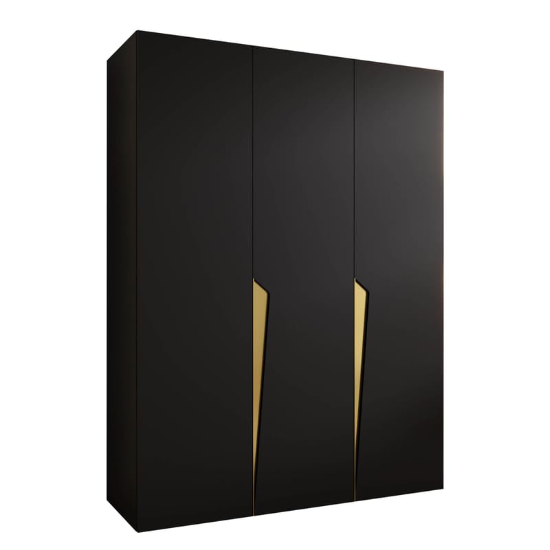 Barile Garderob 150 cm, Svart med gulddetaljer, matt