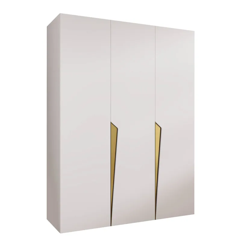 Barile Garderob 150 cm, Vit med gulddetaljer