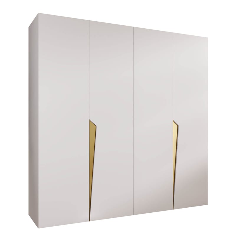 Barile Garderob 200 cm, Vit, guld