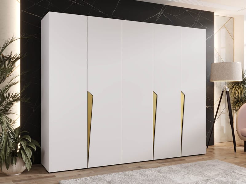 Barile Garderob 250 cm - Vit och guld - Förvaring - Skåp - Garderobsskåp