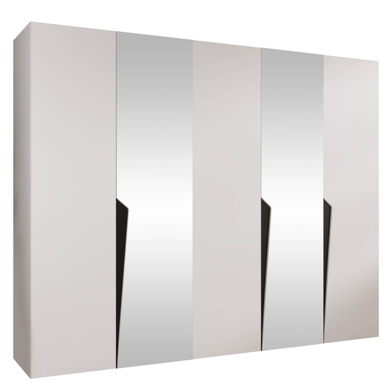 Barile Garderob med spegel 250 cm, Vit / Svart / Speglad