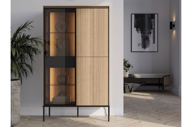Basici Vitrinskåp 91x158 cm - Vit - Förvaring - Skåp - Vitrinskåp