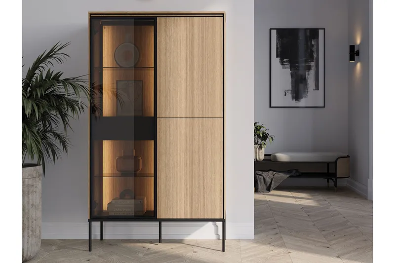 Basici Vitrinskåp 91x158 cm - Vit - Förvaring - Skåp - Vitrinskåp