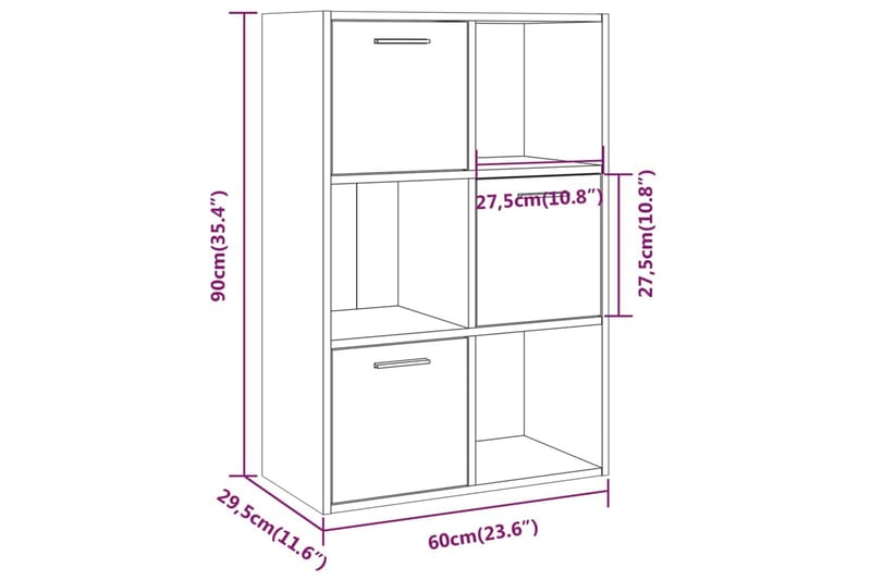 beBasic Förvaringsskåp grå sonoma 60x29,5x90 cm - F�örvaring - Skåp - Vitrinskåp