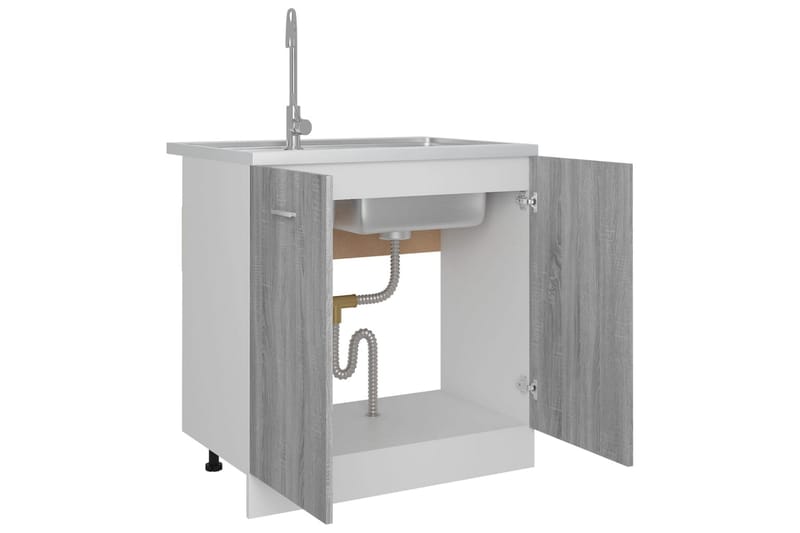 beBasic Underskåp för diskho grå sonoma 80x46x81,5 cm konstruerat trä - Köksskåp