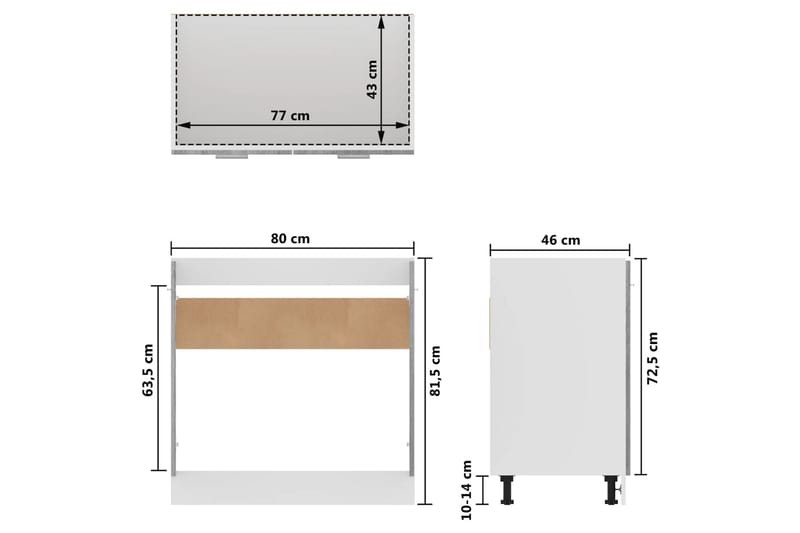 beBasic Underskåp för diskho grå sonoma 80x46x81,5 cm konstruerat trä - Köksskåp