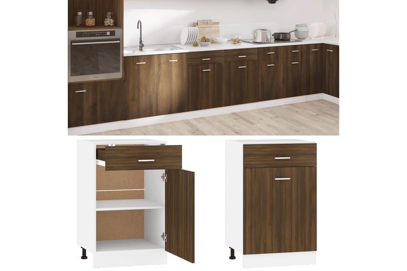 beBasic Underskåp rökfärgad Brun ek 50x46x81,5 cm konstruerat trä - Förvaring - Skåp - Köksskåp