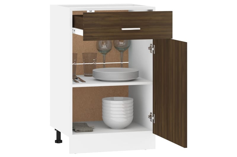beBasic Underskåp rökfärgad Brun ek 50x46x81,5 cm konstruerat trä - Förvaring - Skåp - Köksskåp