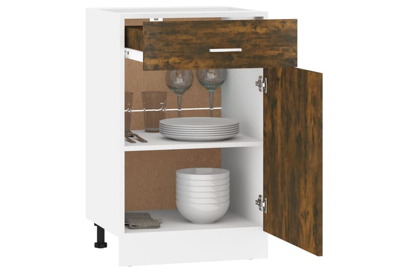 beBasic Underskåp rökfärgad ek 50x46x81,5 cm konstruerat trä - Förvaring - Skåp - Köksskåp