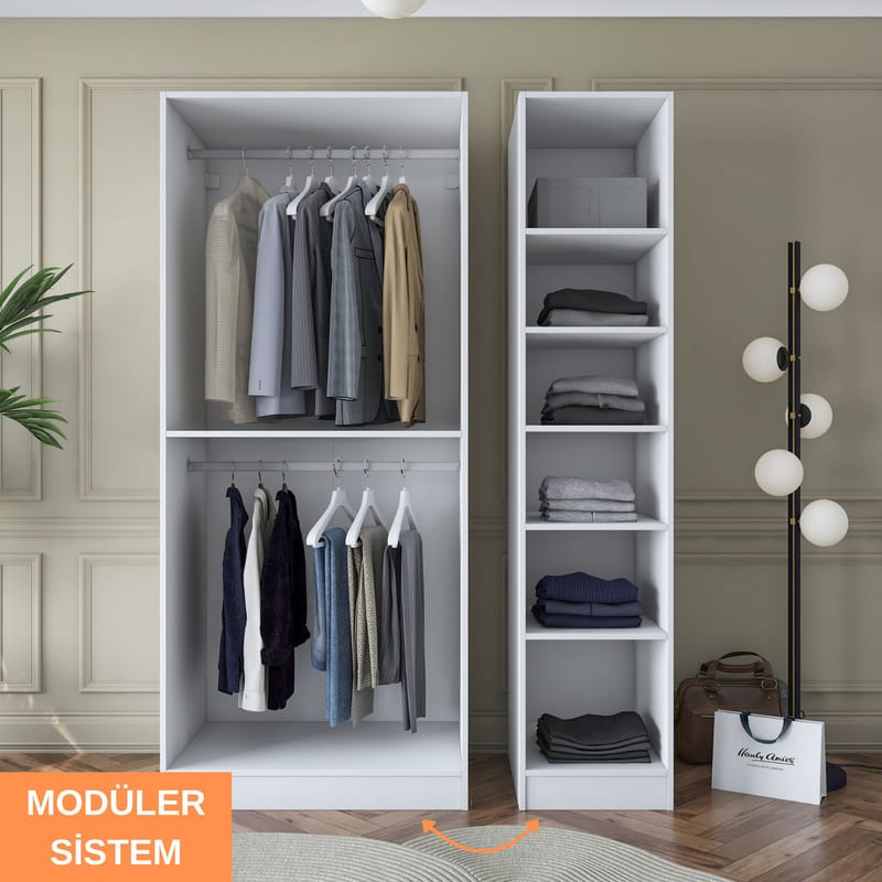 Bralen Garderob 135x210x57,5 cm - Vit - Förvaring - Skåp - Garderobsskåp