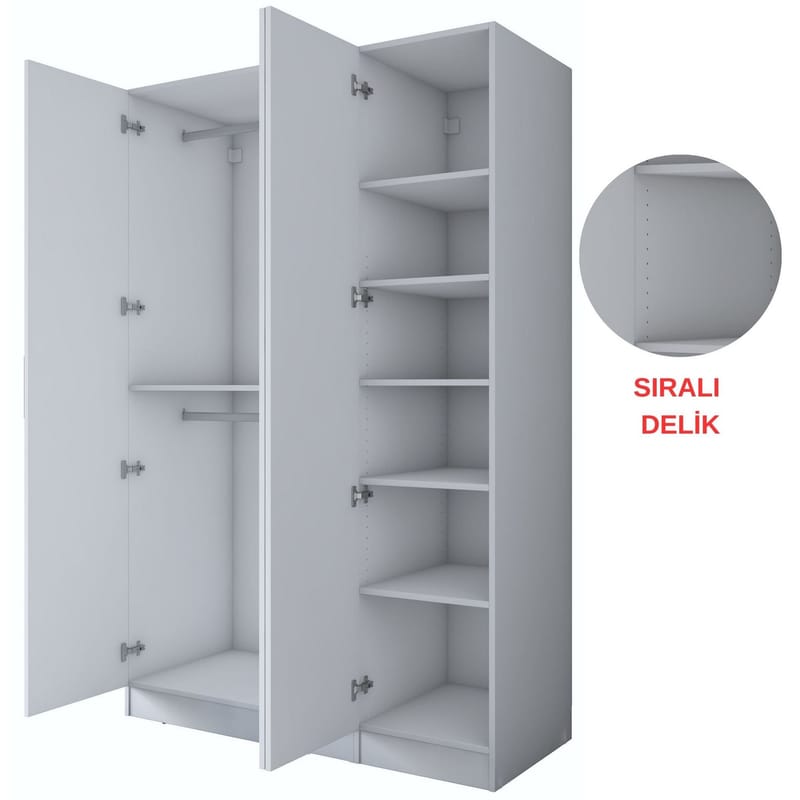 Bralen Garderob 135x210x57,5 cm - Vit - Förvaring - Skåp - Garderobsskåp