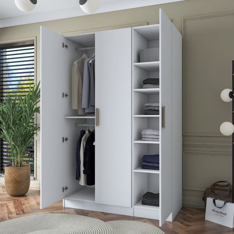 Bralen Garderob 135x210x57,5 cm - Vit - Förvaring - Skåp - Garderobsskåp
