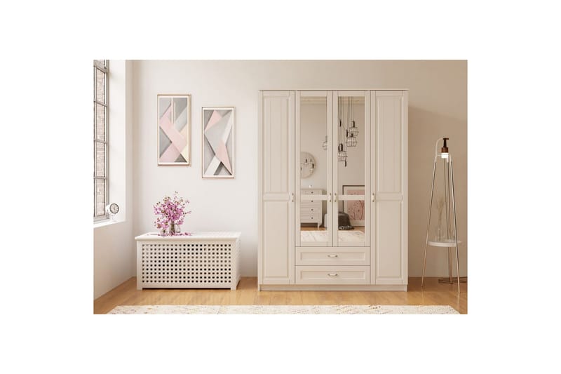 Ceynor Garderobsskåp 140x184 cm - Matt Vit - Förvaring - Skåp - Garderobsskåp