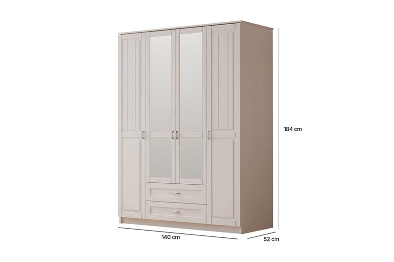 Ceynor Garderobsskåp 140x184 cm - Matt Vit - Förvaring - Skåp - Garderobsskåp