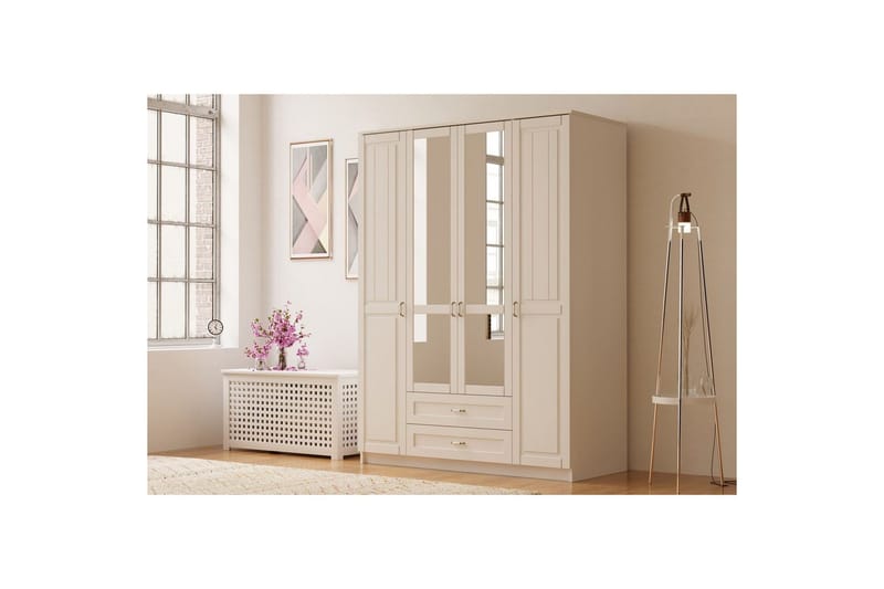 Ceynor Garderobsskåp 140x210 cm - Matt Vit - Förvaring - Skåp - Garderobsskåp