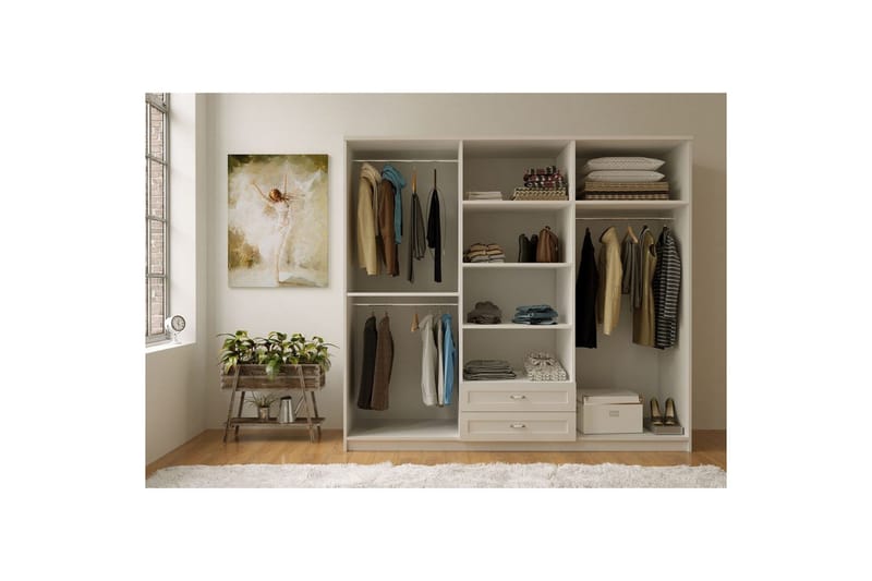 Ceynor Garderobsskåp 210x184 cm - Matt Vit - Förvaring - Skåp - Garderobsskåp