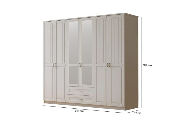 Ceynor Garderobsskåp 210x184 cm - Matt Vit - Förvaring - Skåp - Garderobsskåp