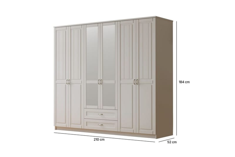 Ceynor Garderobsskåp 210x184 cm - Matt Vit - Förvaring - Skåp - Garderobsskåp