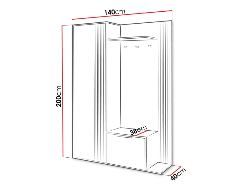 Cinerea Hallmöbel 140 cm - brun, svart - Möbler - Hall & entré - Möbelset för hall & entré
