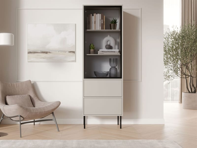 Claven Vitrinskåp 60x185 cm - beige - Förvaring - Skåp - Vitrinskåp