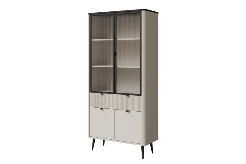 Cucina Vitrinskåp 90x191 cm - Beige/Grå - Förvaring - Skåp - Vitrinskåp