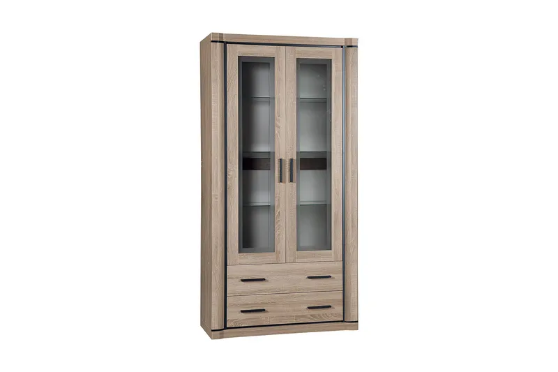 Dallas Vitrinskåp 97x43,5x192 cm LED-belysning - Ek/Led-Belysning - Förvaring - Skåp - Vitrinskåp