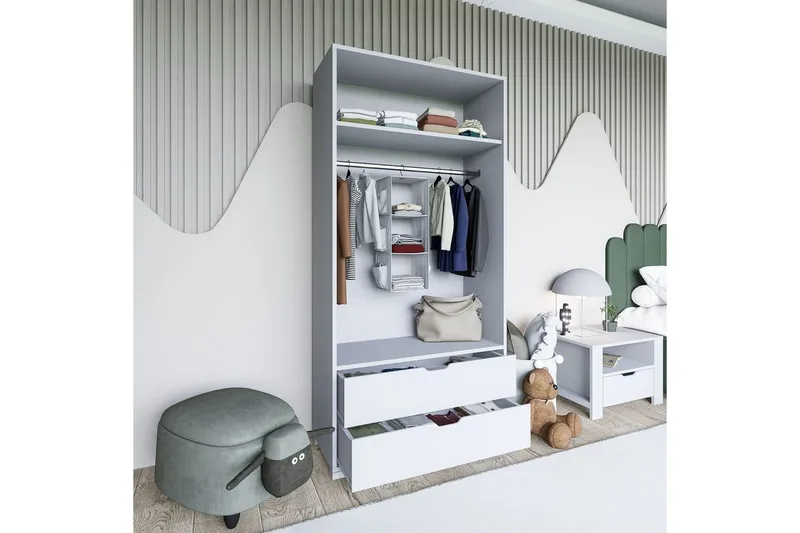 Dasina Garderobsskåp 90x183 cm - Vit - Förvaring - Skåp - Garderobsskåp