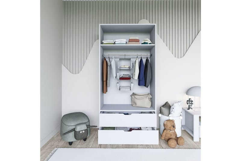 Dasina Garderobsskåp 90x183 cm - Vit - Förvaring - Skåp - Garderobsskåp