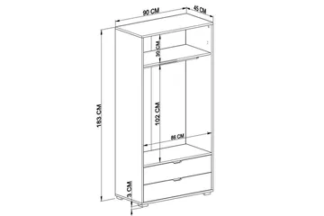 Dasina Garderobsskåp 90x183 cm - Vit - Förvaring - Skåp - Garderobsskåp