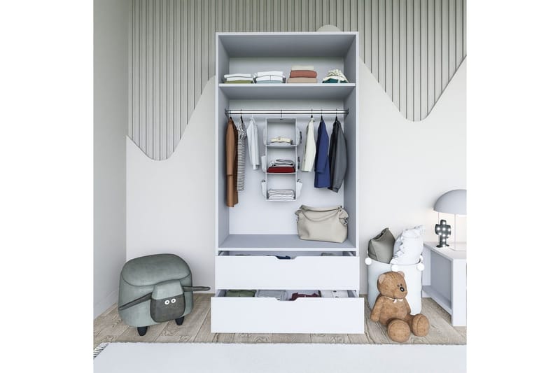 Dasina Garderobsskåp 90x183 cm - Vit - Förvaring - Skåp - Garderobsskåp