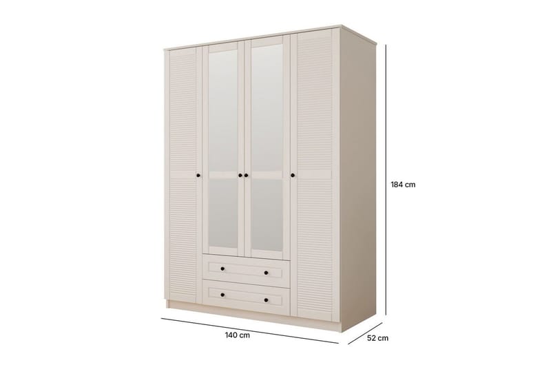 Denric Garderobsskåp 140x184 cm - Matt Vit - Förvaring - Skåp - Garderobsskåp