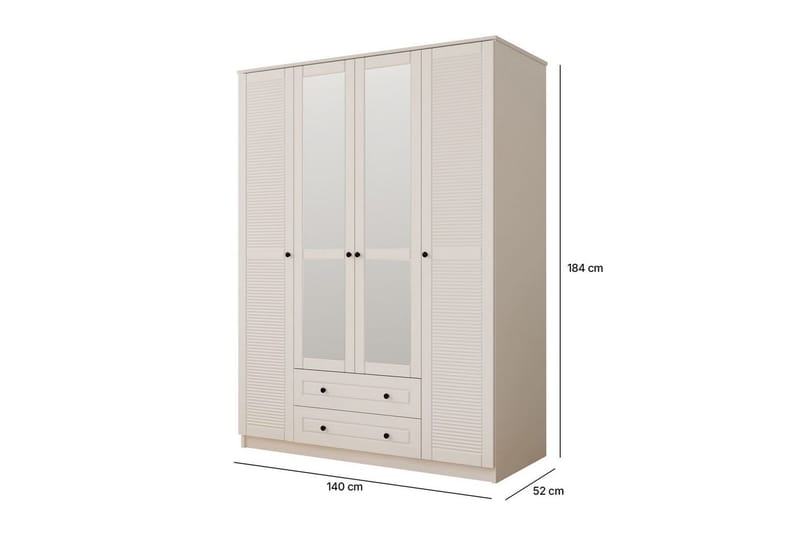 Denric Garderobsskåp 140x184 cm - Matt Vit - Förvaring - Skåp - Garderobsskåp