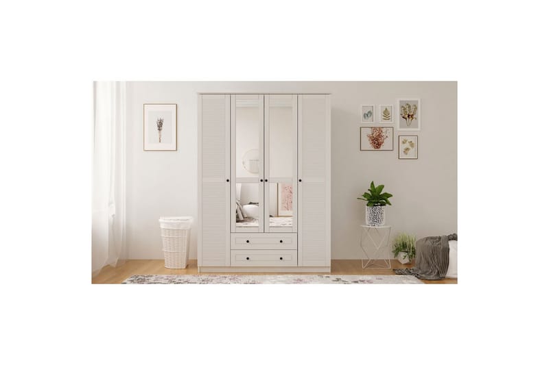 Denric Garderobsskåp 140x210 cm - Matt Vit - Förvaring - Skåp - Garderobsskåp