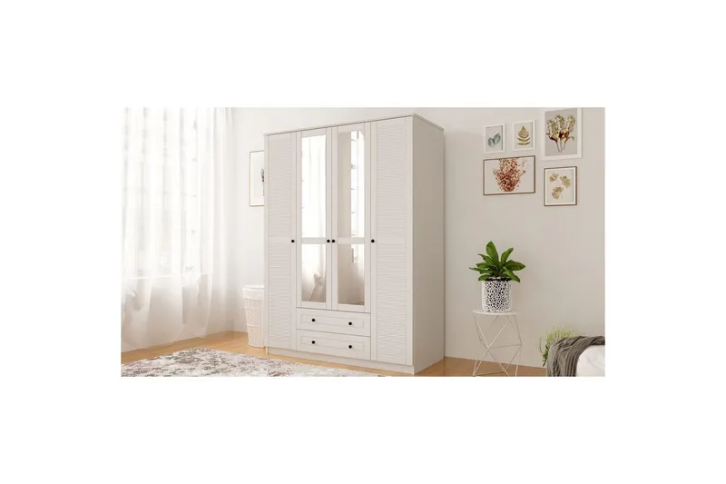 Denric Garderobsskåp 140x210 cm - Matt Vit - Förvaring - Skåp - Garderobsskåp