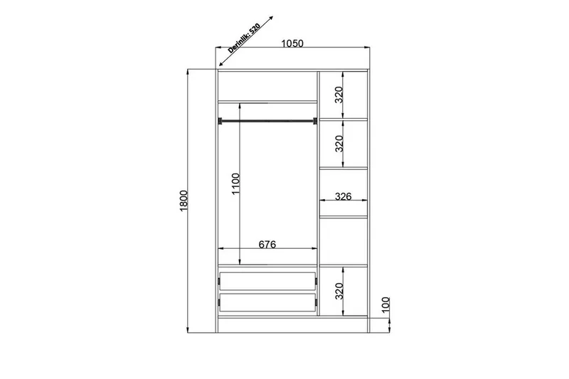 Edrinor Garderobsskåp 105x180 cm - Matt Vit - Förvaring - Skåp - Garderobsskåp